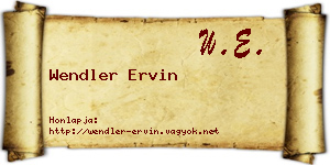 Wendler Ervin névjegykártya